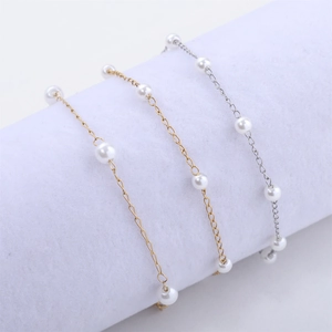 Bracelet Collier De Cheville En Acier Inoxydable 304 Künstliche Perles Minimaliste Bijoux Élégants Polyvalents Pour Femmes
