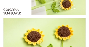 Handgemaakte gehaakte zonnebloem gebreide bloem voor interieurdecoratie en cadeau