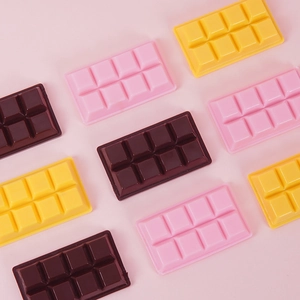 Realistic PVC chocolate bar keychain in coffee, pink, and yellow colors for bag pendant
