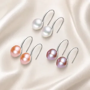 Elegant Natural Pearl Drop Hook Earrings For Women 925 Sterling Silver Earring Post Korean Style Pearl Dangle Earrings Jewelry