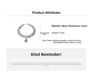 Détails du collier en alliage avec grand pendentif en zircon et spécifications de taille