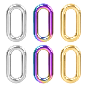 Oval Pendant Necklace Link Stainless Steel DIY Jewelry Making Accessory Vacuum Plated Smooth Charm For Women Fashion Minimalist