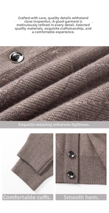 Makro-Details der braunen Strickjacke mit Rippbündchen und weicher Stofftextur