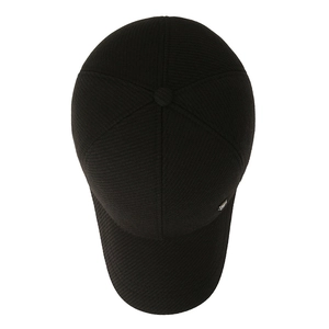Winter men's thermal baseball cap with ear flaps and honeycomb textured black fabric