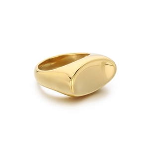 Anello con sigillo minimalista in acciaio inossidabile placcato oro 18k con finitura lucida