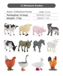 Lot de 12 figurines miniatures d'animaux de la ferme, vaches et chevaux pour jeu DIY
