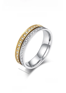 Detailed parameter view of 5.5mm titanium steel ring with double row of pavé diamonds