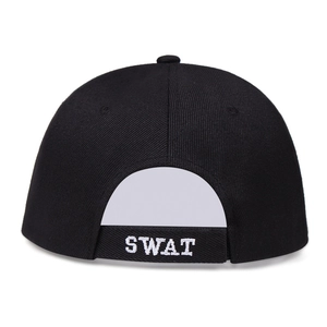 Casquette de baseball hip hop noire réglable avec broderie SWAT à l'arrière