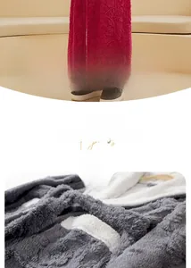 Close-up of thick red flannel bathrobe fabric and jacquard texture for men