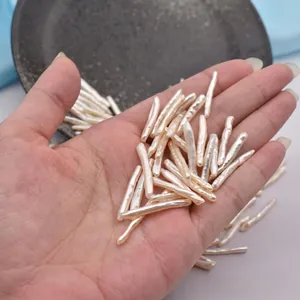 Handheld long baroque natural freshwater toothpick pearls for DIY jewelry design