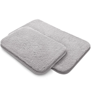 Thick grey microfiber bathroom mats set of 2 with non-slip backing and plush texture