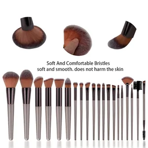 Professional 21pcs makeup brush set in champagne gold with soft synthetic bristles