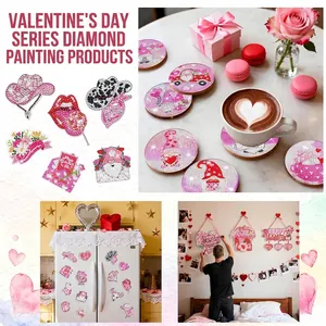 DIY 5D Diamant Malerei Kits Valentinstag Herz Gnome Untersetzer Schlüsselanhänger Magnete Acryl Strass Kunst Handwerk