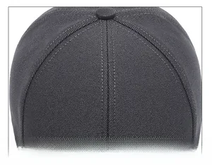 Dettaglio macro delle cuciture di qualità e della trama del tessuto del cappello grigio