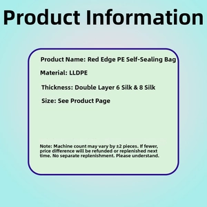 Detailed specifications of PE reclosable zip bags made of LLDPE with red line detail