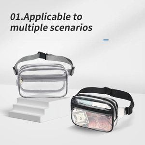 Waterproof clear PVC fanny pack with adjustable strap and dual zipper compartments