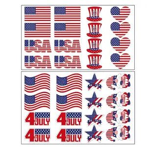 USA Independence Day stickers set featuring heart flags and star designs for July 4th party
