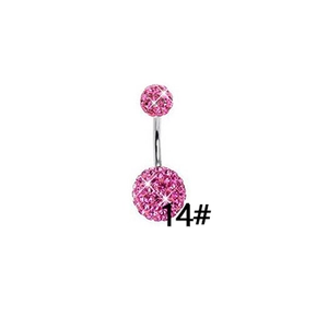 Pink crystal pave butterfly heart belly button ring in polished 14G stainless steel