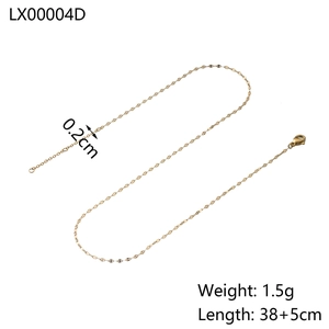 Detailed size view of a 0.2cm wide gold snake chain necklace with dimension markings