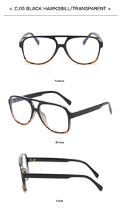 Detailed views of dual-bridge polarized sunglasses with black tortoiseshell and clear frames