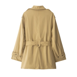 Trench-coat long kaki classique avec ceinture, revers et bavolet arrière de haute qualité