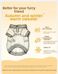 Detail illustration of striped polo pet sweater with soft faux mink fur and heat-lock technology