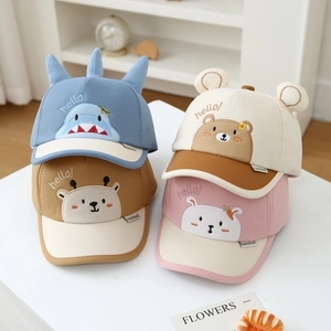 Baby Baseball Cap Cotton Cartoon Animal Embroidered Sun Hat Breathable Adjustable Toddler Peaked Cap Outdoor For Infants