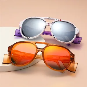 Polarized aviator sunglasses for kids with colorful mirrored lenses and stylish frames
