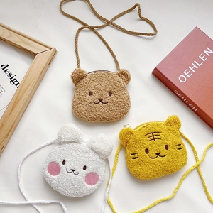 Cute Toddler Kids Cartoon Plush Crossbody Bag Animal Shape Bear Tiger Rabbit Mini Shoulder Bag Fashion Accessory For Children