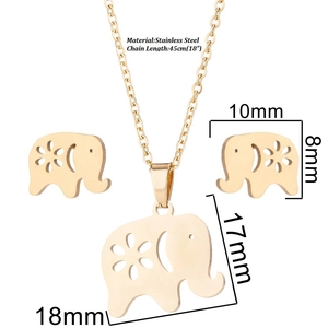 Set gioielli elefante in acciaio inossidabile dorato con collana e orecchini
