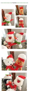 Detailed view of various plush Christmas wristbands with Santa and snowman characters