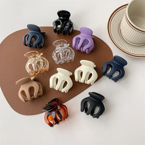 Mini hair claw clips for women in matte and glossy finishes with colorful assorted options