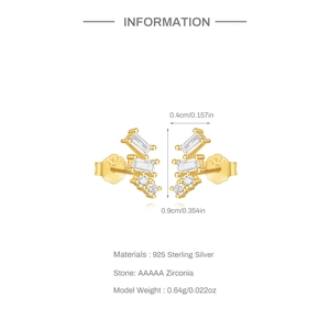 Detailed view of S925 sterling silver geometric earrings with AAAAA zircon insets
