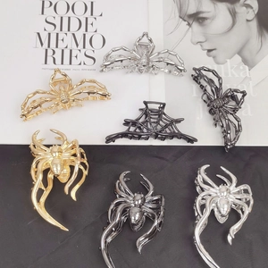 Spider Hair Claw Clips Alloy Metal Rhinestone Goth Punk Large Hairpin Accessories For Women Halloween Party