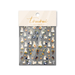 Cute Chinese style nail stickers set featuring jade rabbit and panda patterns with flowers