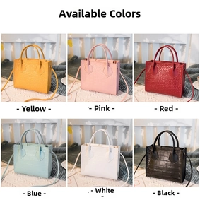 Selection of six vibrant colors for crocodile pattern crossbody small square bags