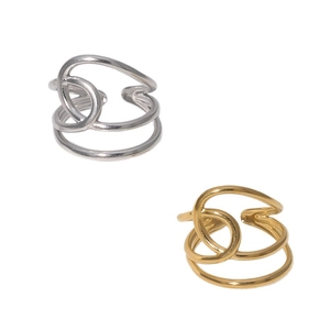 Minimalist geometric irregular 18K gold and silver stainless steel open rings for women