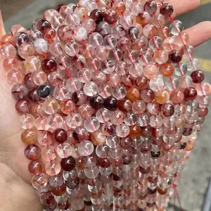 Perles rondes naturelles en quartz hématomorphe rouge pour la création de bijoux DIY