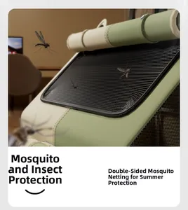 Close-up of high-density mosquito mesh on a breathable cat birthing tent