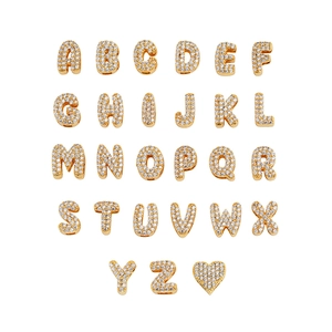 Golden 18k gold plated 26 English letter pendants with sparkling cubic zirconia stones