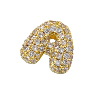 Golden 5A zircon bubble letter A pendant for DIY personalized necklaces and bracelets