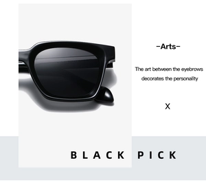 Detail shot of black square sunglasses model 3168 with high-gloss finish and CE mark