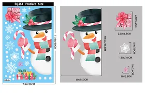 Detailed size chart for Christmas snowman and snowflake static glass window stickers