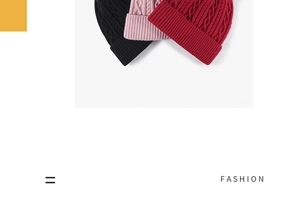 Detail of twisted cable knit texture and wide cuffed edges on winter thermal beanies
