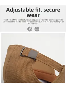 Détail de la boucle de réglage en métal sur l'arrière d'une casquette en toile kaki