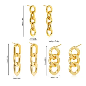 Specifiche dimensionali per orecchini a maglia cubana oro 18K in mm e pollici