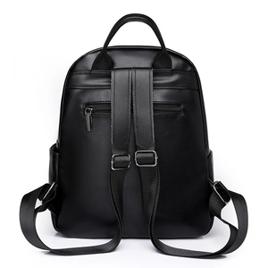 Fashionable black checkerboard backpack with anti-theft back pocket and adjustable straps