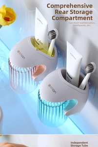 Detail of magnetic wall-mounted toothbrush holder showing 6.3cm and 4.3cm storage slot dimensions