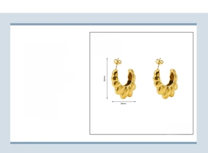 Detailed size specifications for 36x30mm 18K gold-plated stainless steel earrings