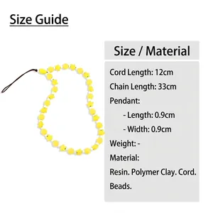 Bijou de téléphone en perles d'étoile acrylique, chaîne de 33cm avec pendentifs en résine